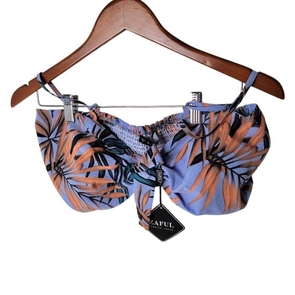 Zaful Forever Young Bikini Top – US Size 10 – Tropical Print – NWT – Ruched Back